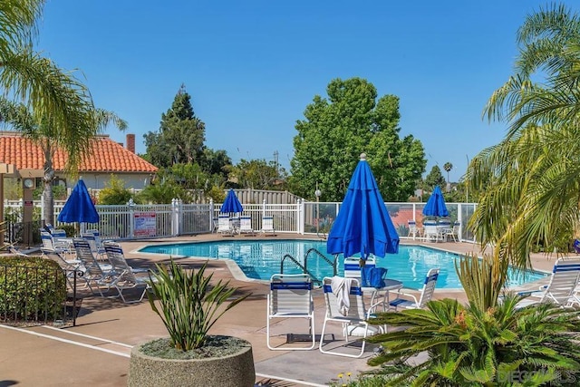 view of pool featuring a patio area