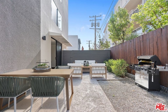 view of patio featuring an outdoor hangout area