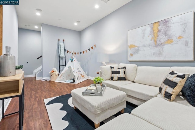 living room with hardwood / wood-style flooring