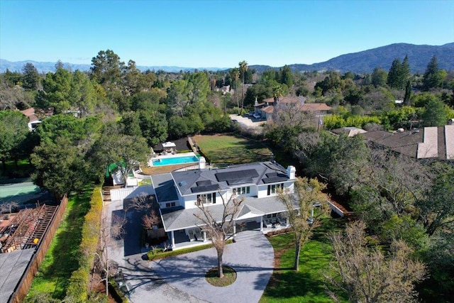 aerial view with a mountain view