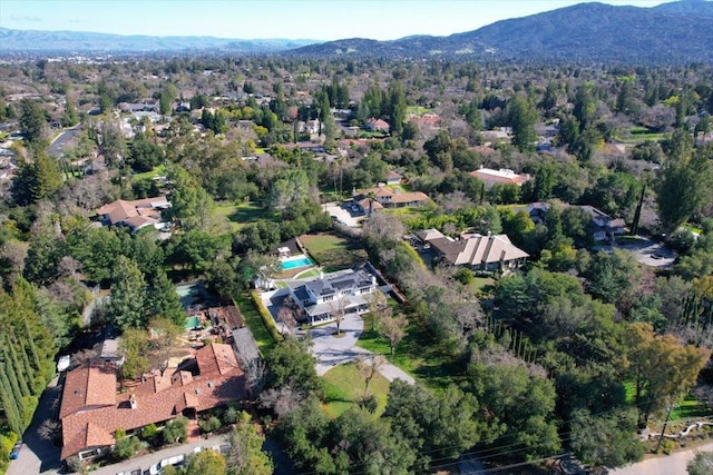 aerial view with a mountain view