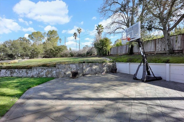 view of patio / terrace featuring basketball court