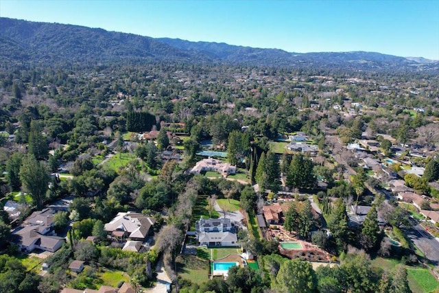 aerial view with a mountain view