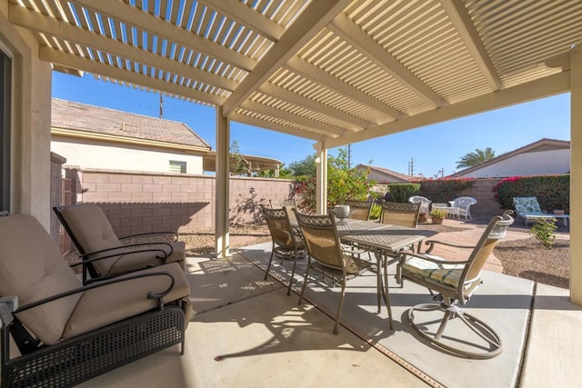 view of patio / terrace featuring a pergola