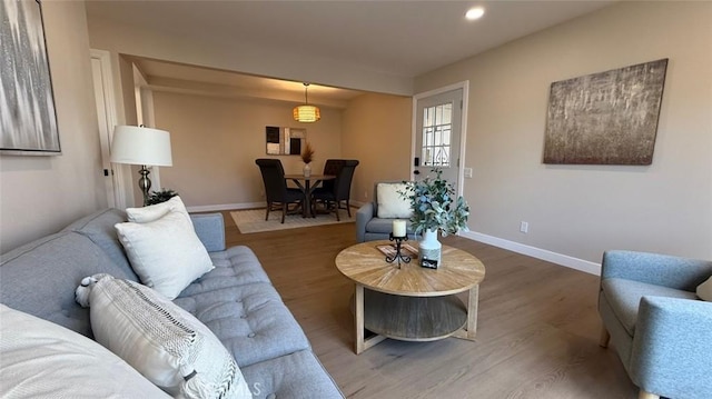 living room featuring hardwood / wood-style flooring