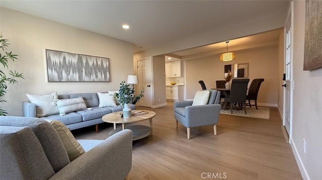 living room with light wood-type flooring