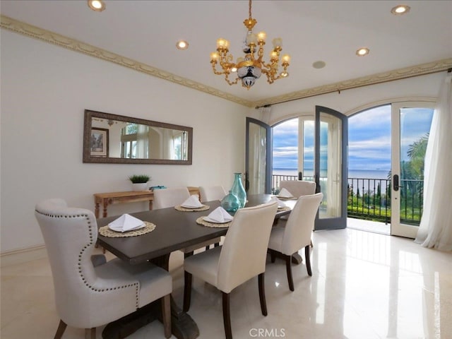 dining room featuring a chandelier