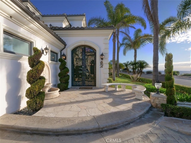 doorway to property with french doors