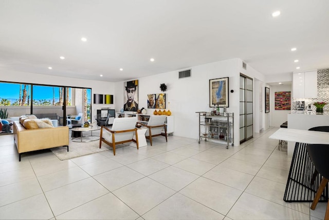 view of tiled living room