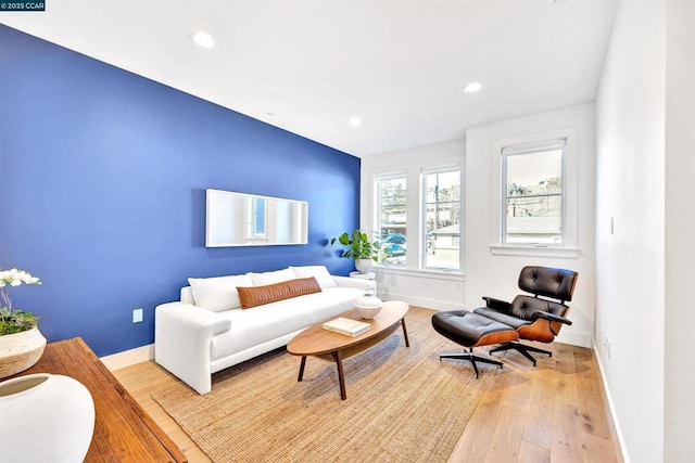 living room featuring light hardwood / wood-style floors