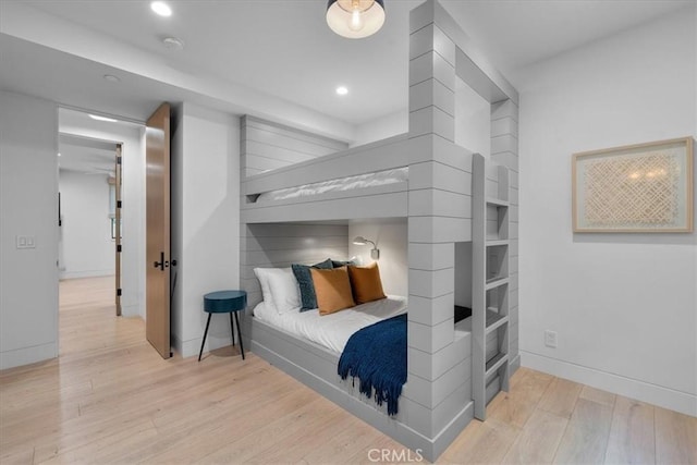 bedroom with light hardwood / wood-style flooring