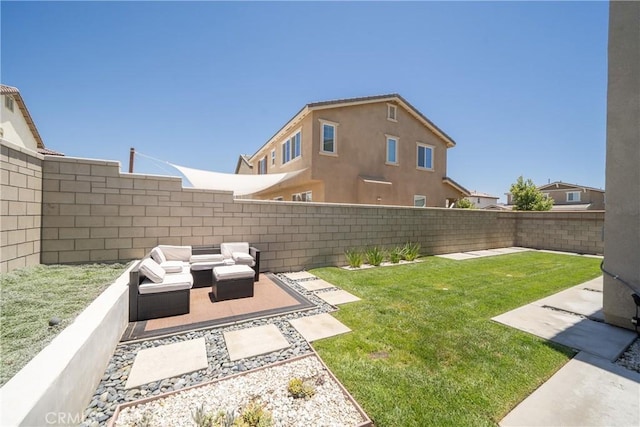 view of yard with outdoor lounge area and a patio area