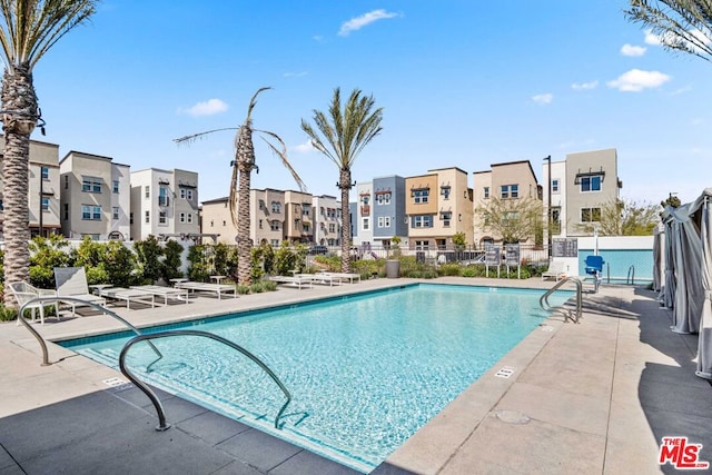 view of pool featuring a patio