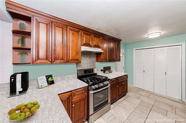 kitchen with stainless steel gas stove