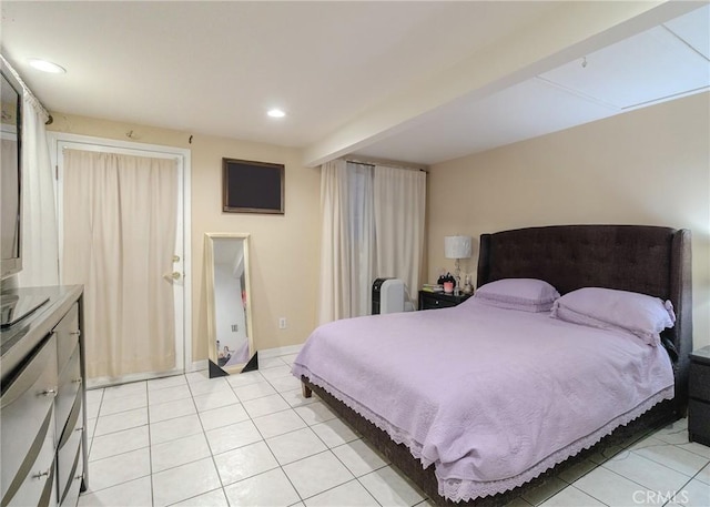 bedroom featuring recessed lighting and light tile patterned floors