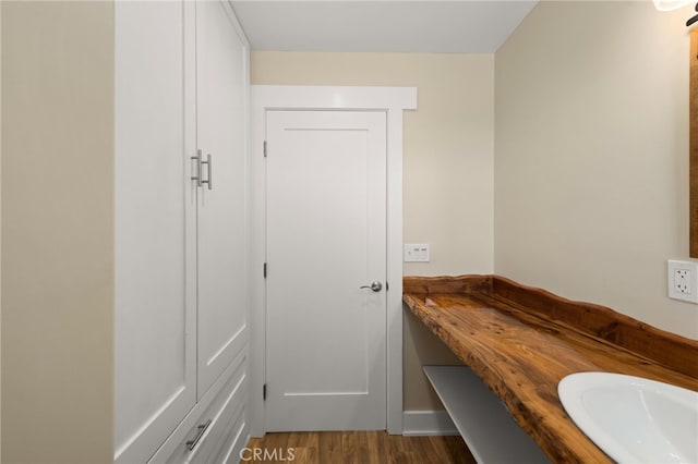 bathroom featuring hardwood / wood-style flooring and sink