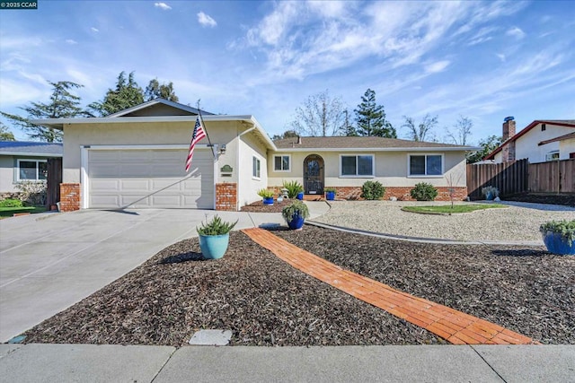 single story home with a garage