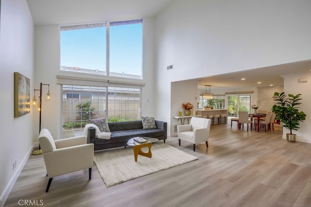 living room with hardwood / wood-style floors