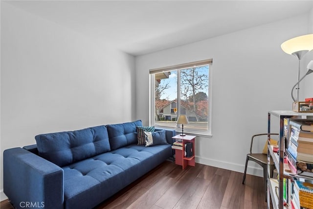 living room featuring dark hardwood / wood-style floors