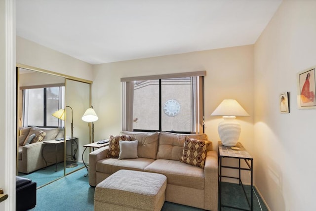 living room featuring carpet flooring