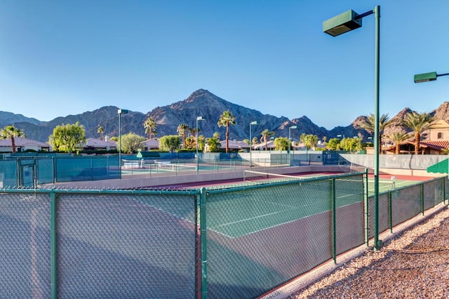 view of sport court featuring a mountain view