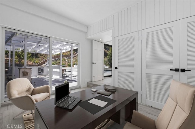 office space featuring light hardwood / wood-style flooring