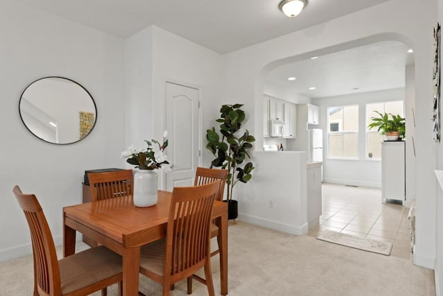 view of carpeted dining room