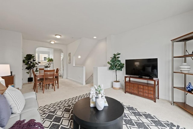 living room with carpet floors