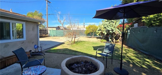 view of yard with a patio area and a fenced backyard