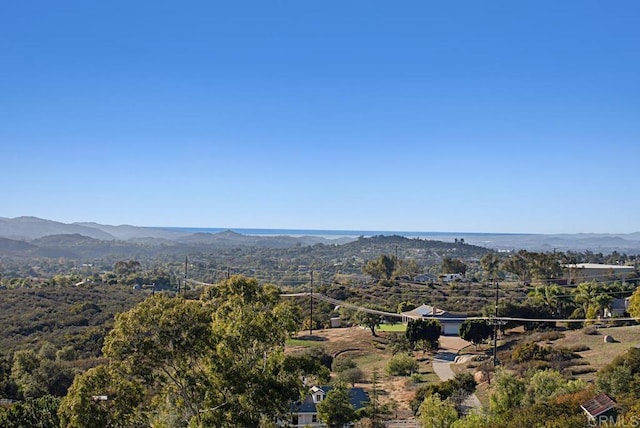 birds eye view of property with a mountain view