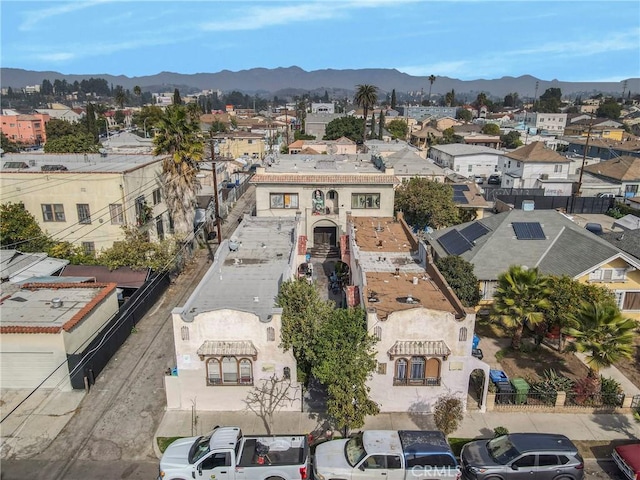 aerial view with a mountain view