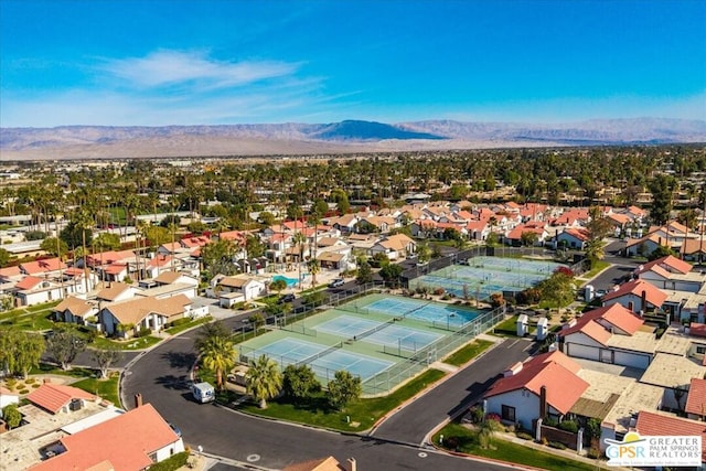 drone / aerial view with a mountain view