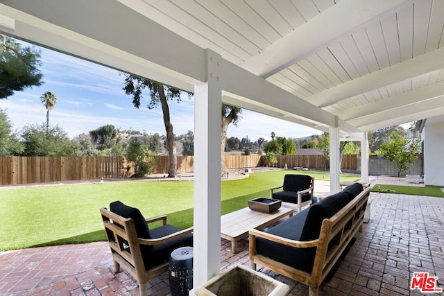 view of patio with an outdoor hangout area