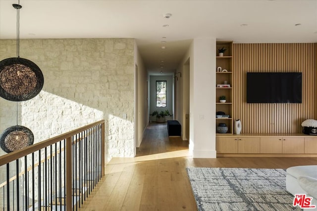 corridor featuring light wood-type flooring