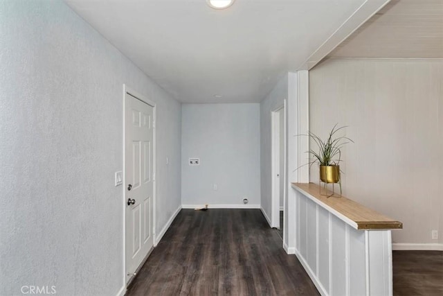 hallway featuring dark wood-type flooring