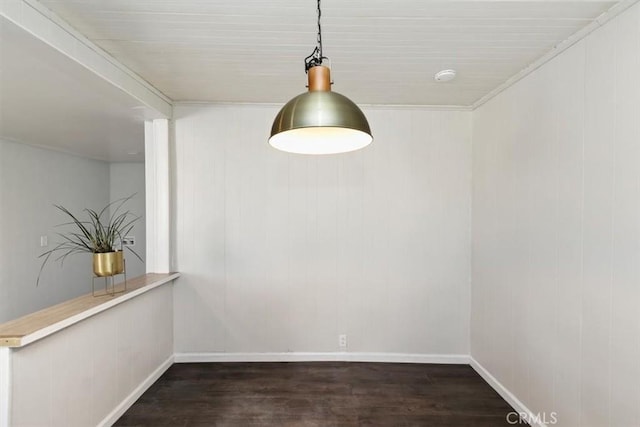 unfurnished dining area with dark hardwood / wood-style flooring