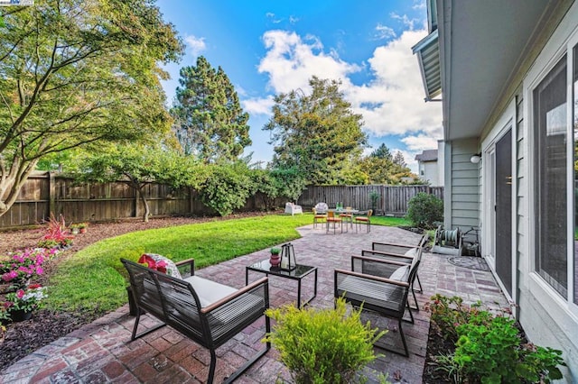 view of patio / terrace featuring an outdoor hangout area