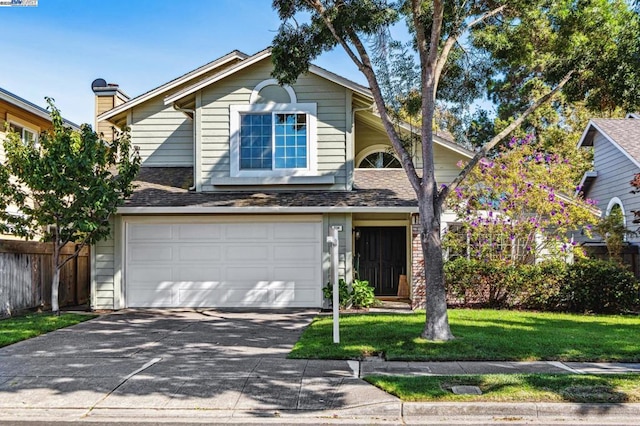 front of property with a garage and a front yard