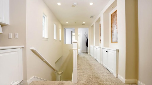 19 Basilica Pl, Ladera Ranch, CA 92694 - corridor with an upstairs landing, light carpet, and recessed lighting