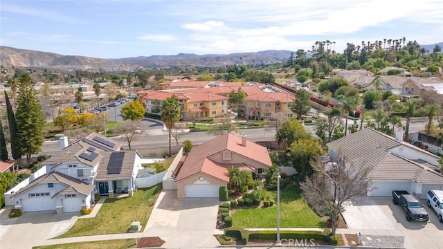 aerial view featuring a residential view and a mountain view