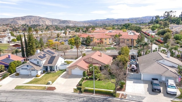 aerial view with a residential view and a mountain view