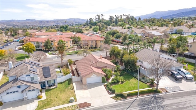 aerial view featuring a residential view and a mountain view