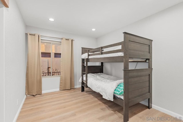 bedroom featuring light hardwood / wood-style flooring