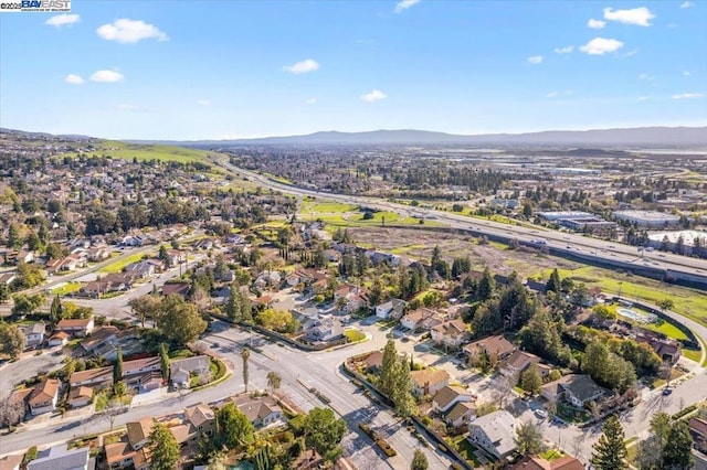 aerial view with a mountain view