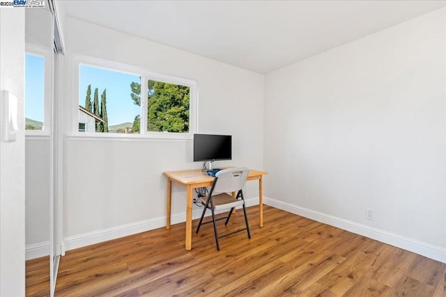 office area featuring hardwood / wood-style flooring