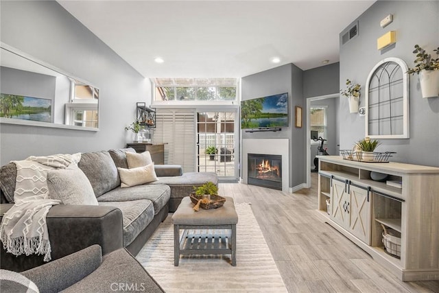 living room featuring light hardwood / wood-style floors