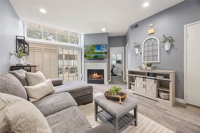 living room featuring light hardwood / wood-style flooring