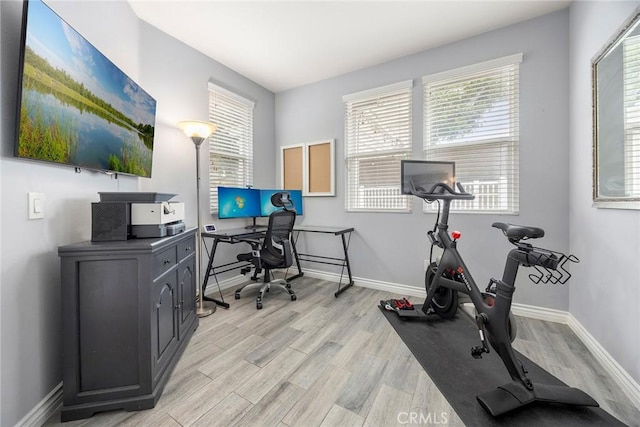 office with light hardwood / wood-style floors