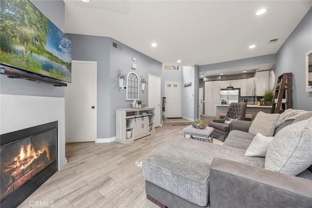 living room with light wood-type flooring