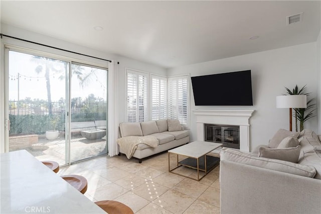 view of tiled living room